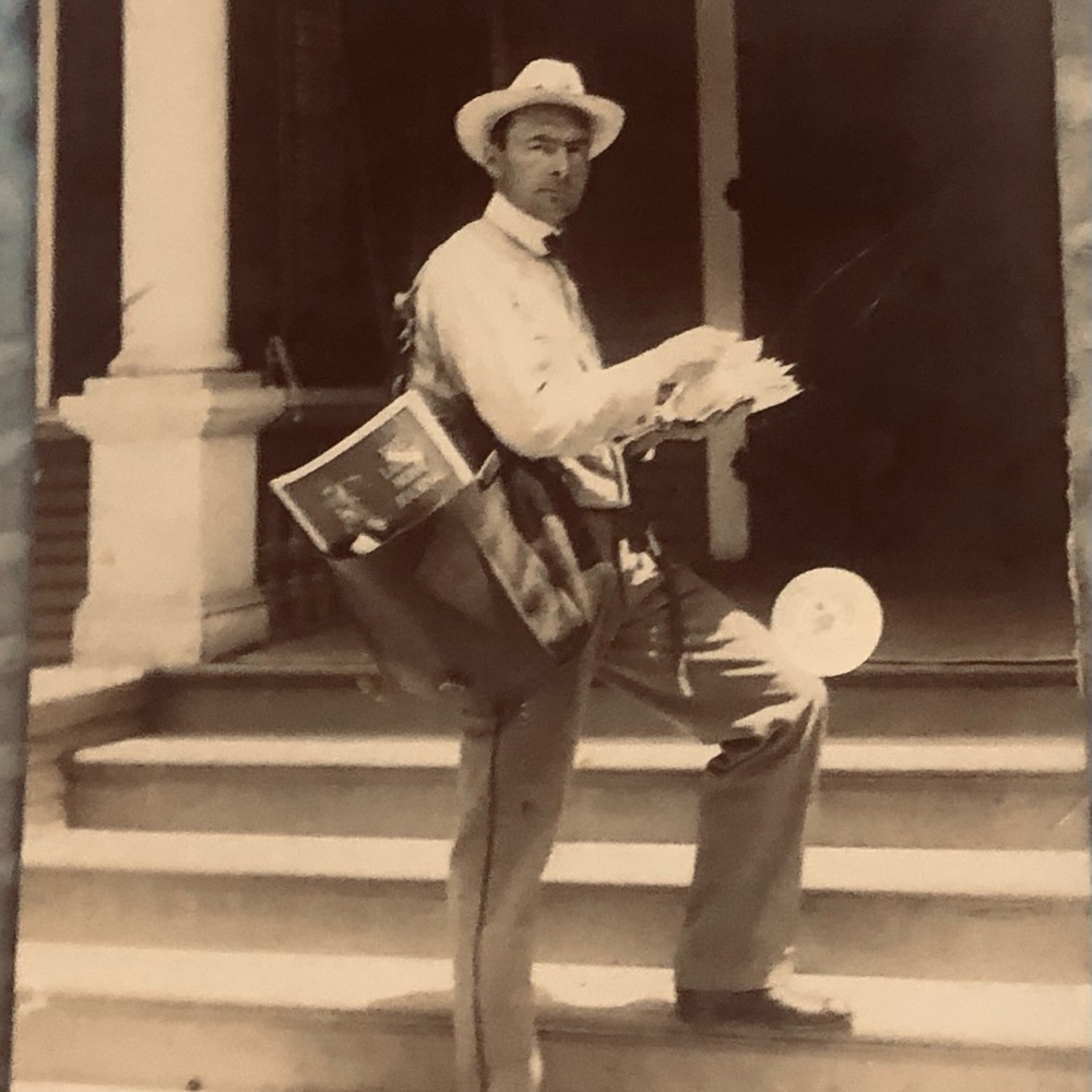 Two antique very unique postcards, rare post man and cat